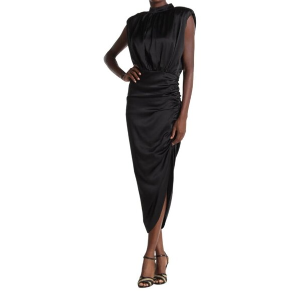 Veronica Beard Kendall Dress Womens 4 Black Stretch Silk Sleeveless High Neck